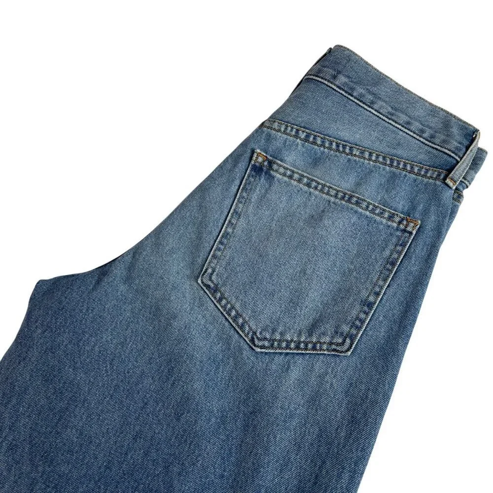 Veronica Beard Taylor Wide Leg Crop Jeans Womens 27 High Rise Blue Raw Hem - Picture 2 of 12